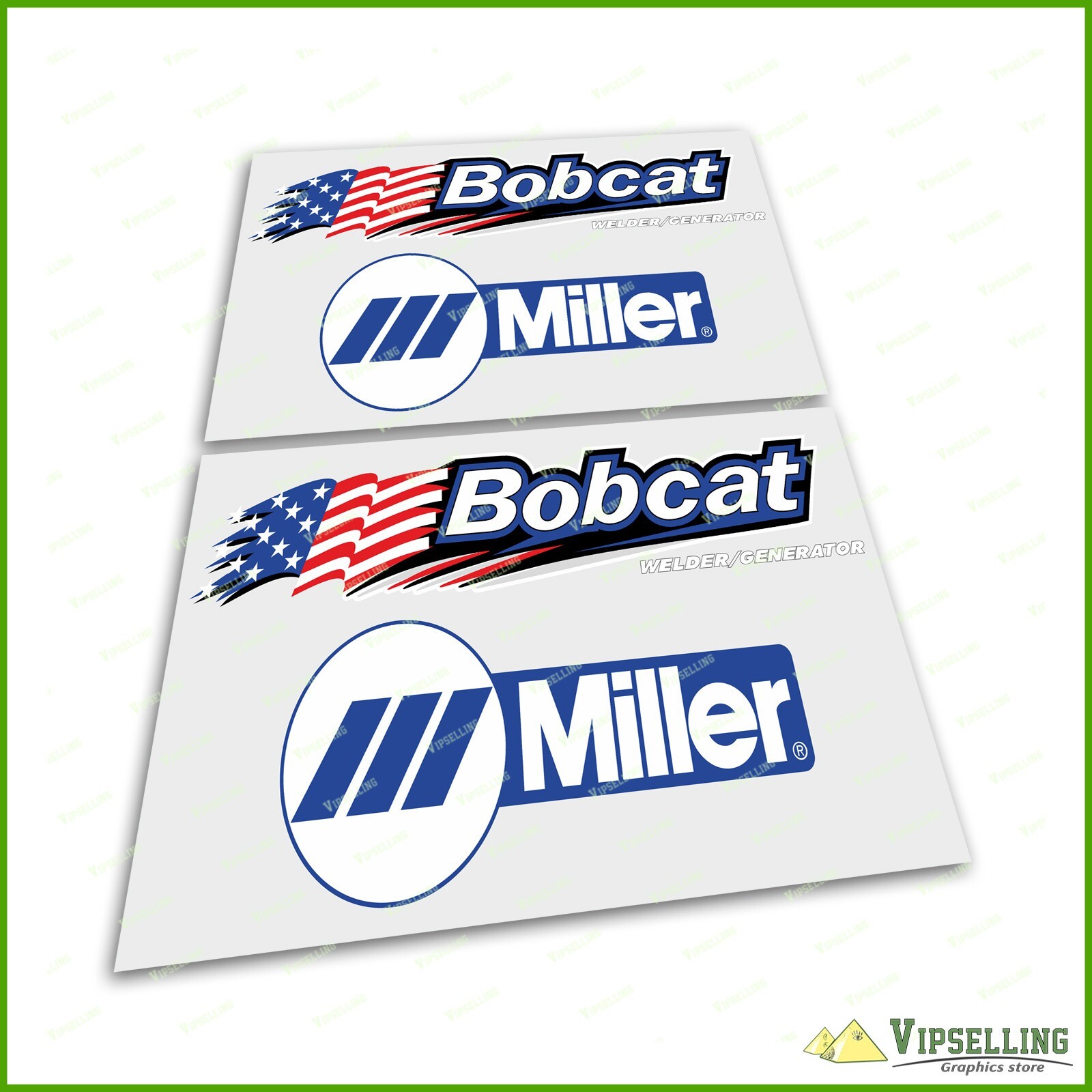 Miller USA Flag Welder Generator BOBCAT Blue Laminated Decals Stickers Set