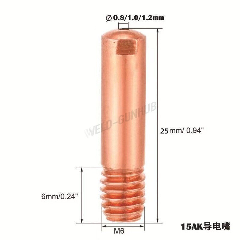20/100pcs 15AK MB15 MAG MIG Torch Contact Tip M6x25mm For Binzel MIG GUN