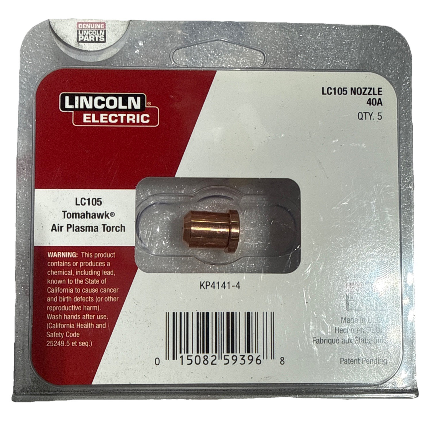 Lincoln Electric KP4141-4 Tomahawk Air Plasma Torch 40A Nozzles 5-Pack LC105