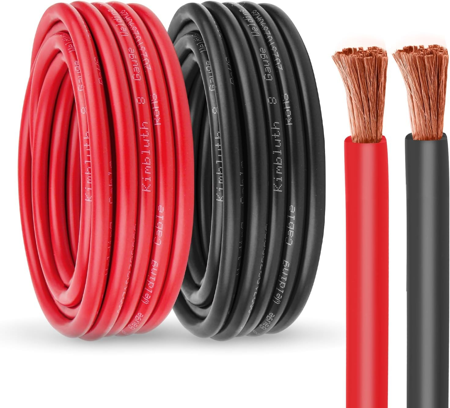 2 Gauge Battery Cable Copper Wire, 20FT Red+20Ft Black 2 AWG Welding Cable Stand