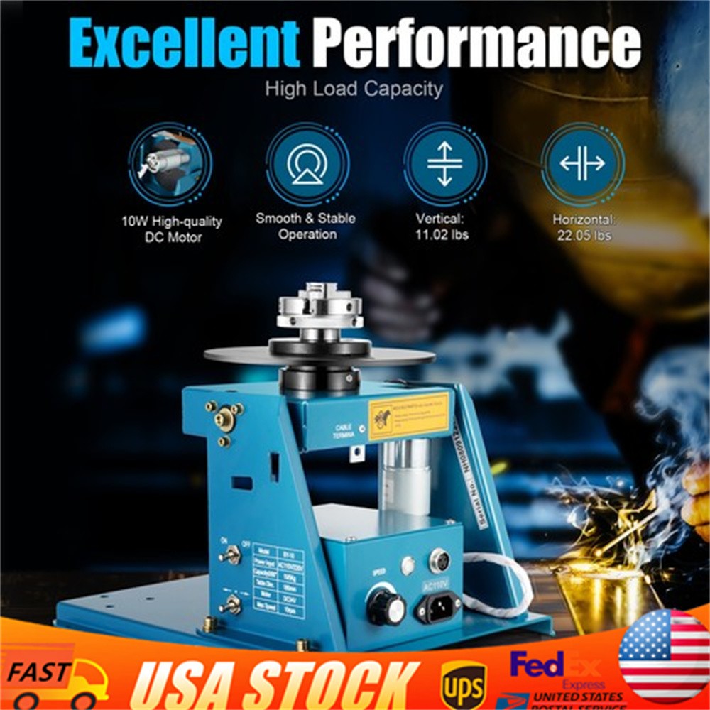 Rotary Welding Positioner 0-90° Positioning Turntable Table 10rpm 3 Jaw chuck