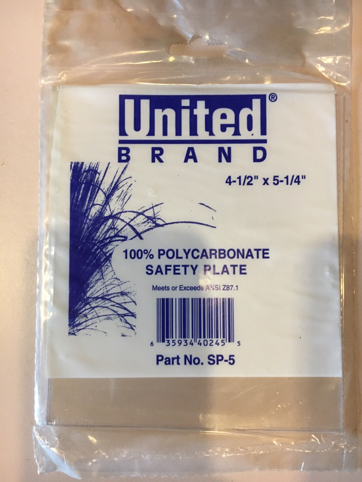 UNITED BRAND 100% Polycarbonate Safety PLATE PART NO: SP-5 SIZE 4-1/2 x 5-1/4