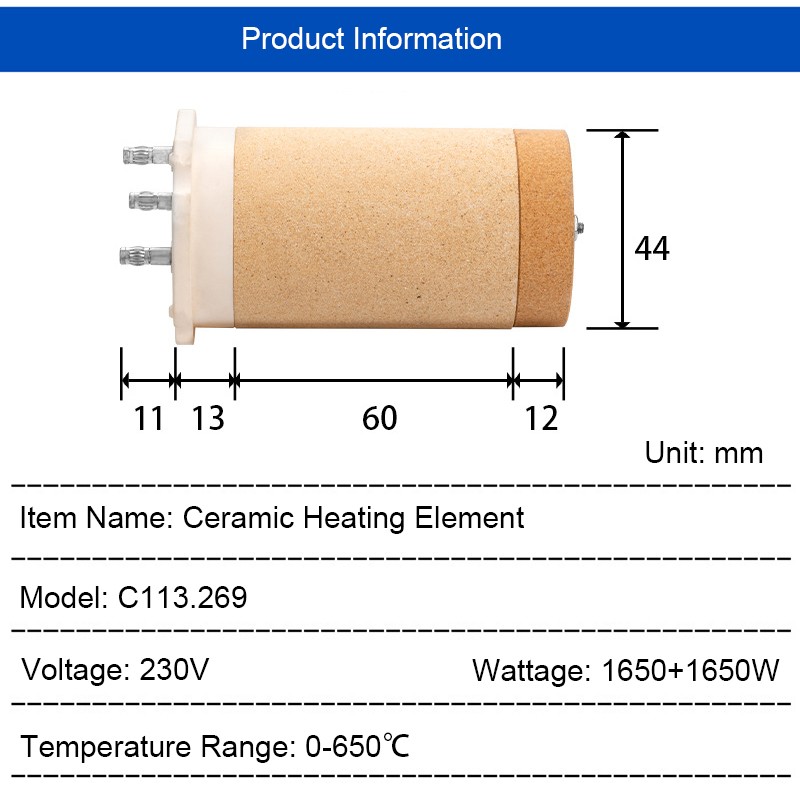C113.269 230V 3300W Heater for Leister HOTWIND / HOT JET