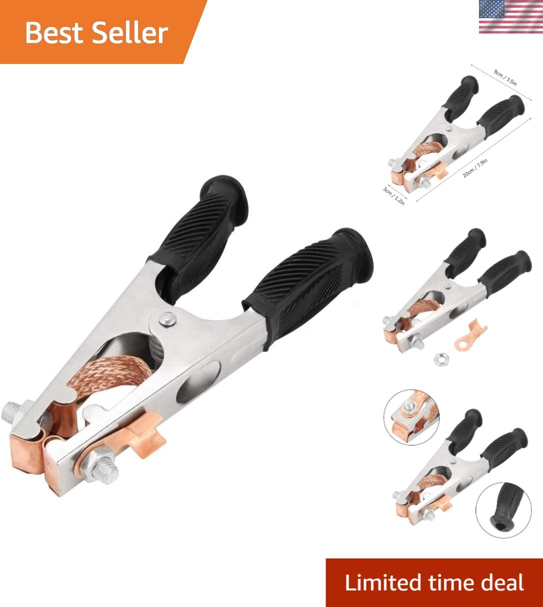 Ergonomic 500A Electroplated Copper Ground Clamp for Heavy-Duty Welding Tasks
